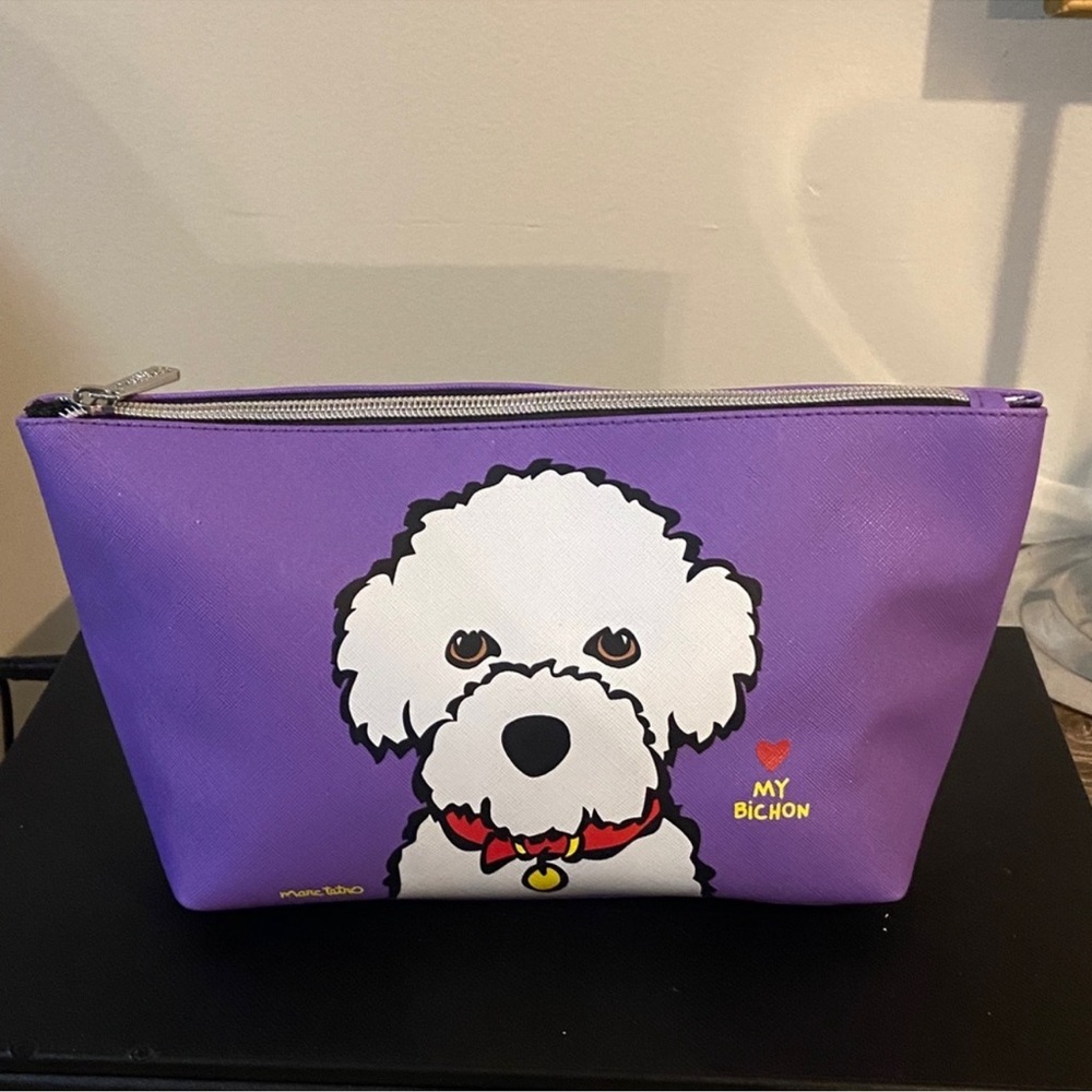 Marc Tetro "Love My Bichon" Large Zippered Pouch, NWOT